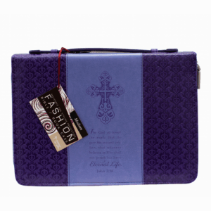 "For God so loved - John 3:16" Faux Leather Bible Cover, Medium