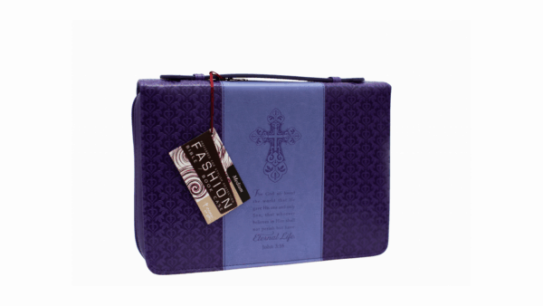 Husă Biblie din imitație de piele mov - "For God so loved - John 3:16" Medium - imagine 3