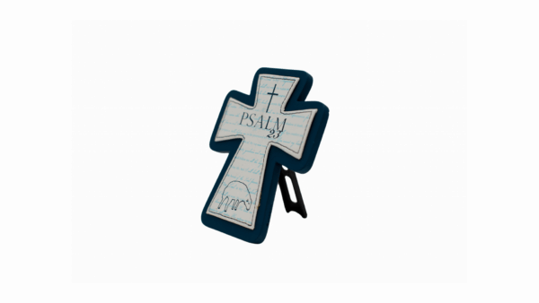Mini cruce din rășină și piele Psalm 23 - imagine 2