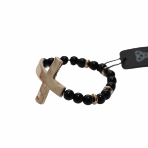 Black Divinity Bracelet with Gold Cross