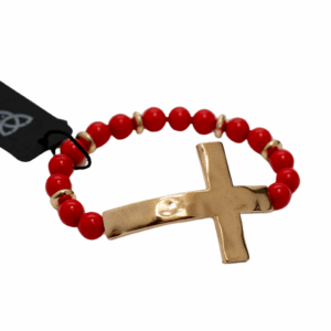 Red Divinity Bracelet with Gold Cross