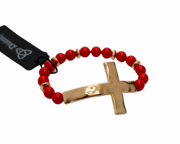 Red Divinity Bracelet with Gold Cross