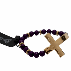 Purple Divinity Bracelet with Gold Cross