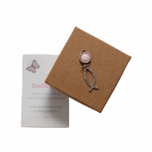 Pink Butterfly Pendant - Fish sign