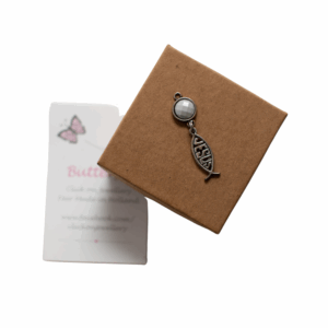 Light Grey Butterfly Pendant - Jesus sign