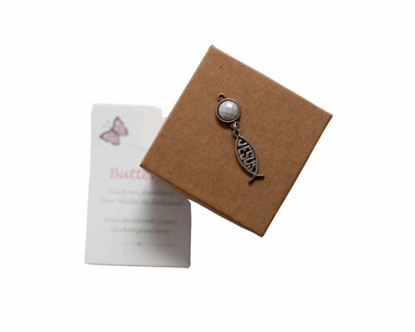 Light Grey Butterfly Pendant - Jesus sign