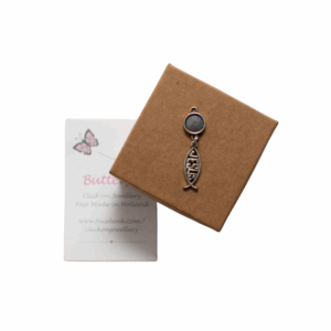 Dark grey Butterfly Pendant - Jesus sign
