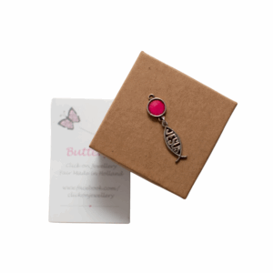 Dark Pink Butterfly Pendant - Jesus sign