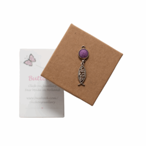 Purple Butterfly Pendant - Jesus sign