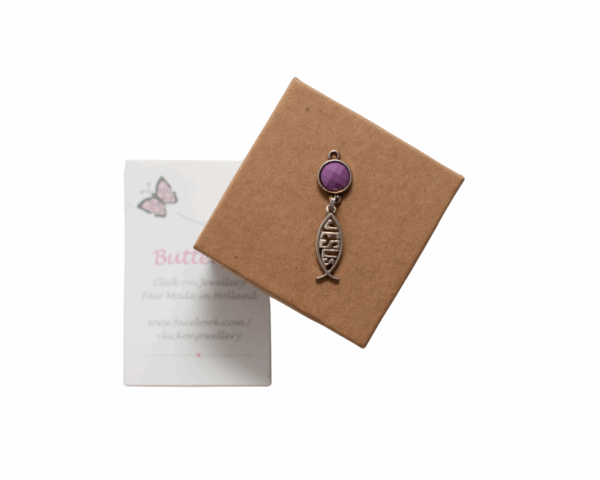Purple Butterfly Pendant - Jesus sign