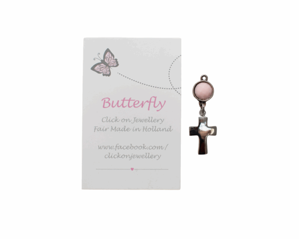 Pandantiv Butterfly roz - Cross sign