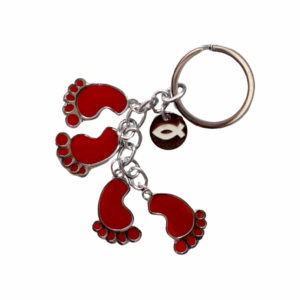 Red Feet Metal Keychain