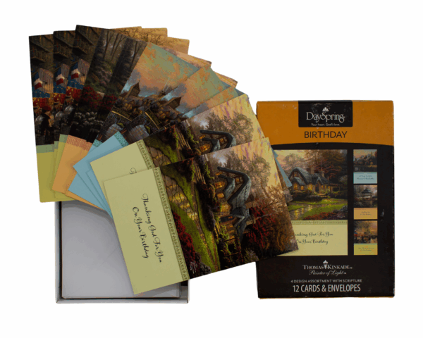 Birthday - 12 cards and envelopes Thomas Kinkade version