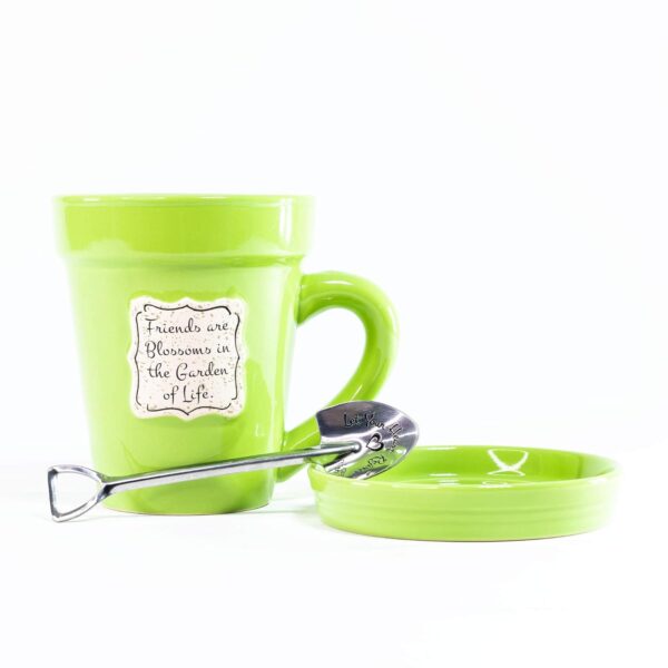 Ghiveci ceramic tip cană - Friends are blossoms in the garden of life