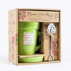 Ghiveci ceramic tip cană - Friends are blossoms in the garden of life