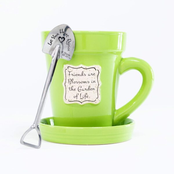 Ghiveci ceramic tip cană - Friends are blossoms in the garden of life