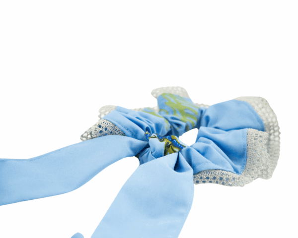 Hair elastic with light blue ribbon - imagine 2
