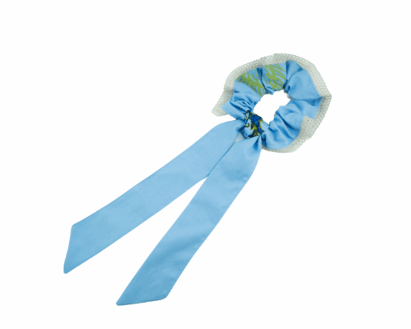 Hair elastic with light blue ribbon - imagine 3