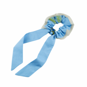 Hair elastic with light blue ribbon